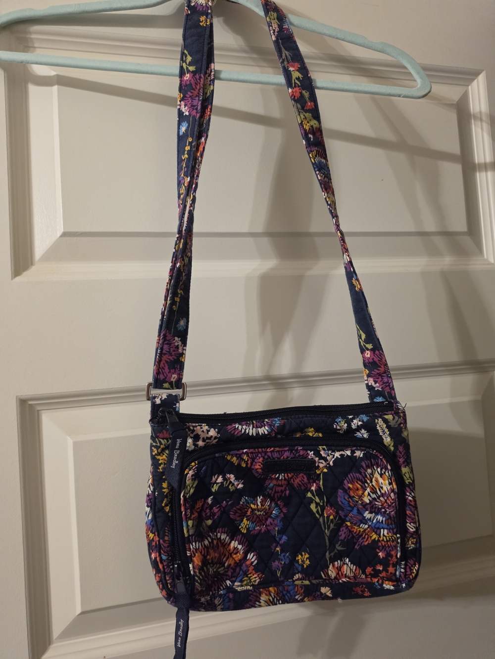 Vera Bradley Quilted Floral Crossbody Bag in Navy and Multicolor